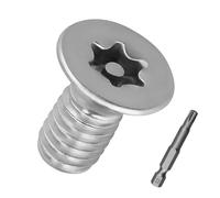 100 pcs M5-0.8 x 10mm Flat Head Tamper Resistant Screws, 304 Stainless Steel Security Machine Screw, Star Drive (Pin-in), Includes Free 50mm (2") Long T25 Bit for Power Drill