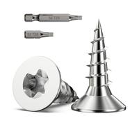 100 Pcs M5 x 16mm Wood Screws, Torx Head Star Drive | A2 304 Stainless Steel, Countersunk Timber Screw, Self Tapping Screws with Bits for Woodworking, Chipboard