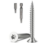 100 Pcs M5 x 40mm Wood Screws, A2 304 Stainless Steel Countersunk Timber Screw, Torx Head Star Drive Self Tapping Screws with 2x T25 Bits for Woodworking, Chipboard