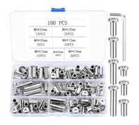 100 Pcs M6 Nuts, Hex Socket Screw Rivet Insert Nuts, Rivet Cap Flat Head Cap Barrel NutsInsert Sleeve Nut, Furniture Connector Flat Sleeve Hex Nut (M6)