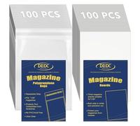 100 Pcs Magazine & Comic Book Protector Sleeves with 100 Backing Boards - Full Archival Set, Acid-Free Plastic Sleeves & Hard Boards for Collectors (28x36cm)