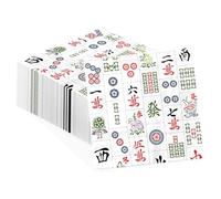 100 Pcs Mah-jong Paper Cocktail Napkins 3 Ply Mah Jong Disposable Absorbent Hand Towels Mah-jongg Guest Napkins for Chinese Casual Gathering Game Nights Lunch Dinner Kitchen Supplies