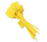 (100 Pcs) Marker Nylon Cable Ties 6 inch Yellow Color, Nylon Cable Zip Ties with Marker, Self-Locking Written-on Cable Mark Ties 6 in for Cabling, Ethernet Wire Marking Label- Yellow/ 100pcs