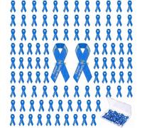100 Pcs Memorial Ribbon Pins, Funeral Ribbon Memorial Service in Forever Loved Never Forgotten, Ribbons for Funeral Mourning Bereavement Remembrance Day Event Supplies (Blue)