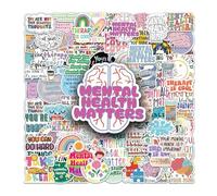 100 Pcs Mental Health Vinyl Stickers,Mental Health Graffiti Stickers,Vinyl Waterproof Sticker for Kids Teens Girls,for Phone Laptop Bottles Skateboard Computer Phone Luggage Guitar Gifts Sticker