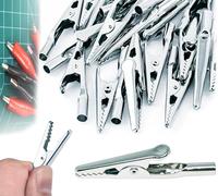 100 pcs Metal Alligator Clips Electrical Test Clamps for Clips, 50mm Silver Crocodile Spring Clip Lab Work，Practical Tools Testing