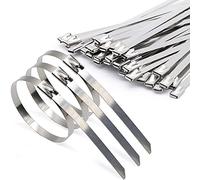 100 Pcs Metal Cable Ties,Tight Stainless Zip Ties 4.6 * 300mm, MgcTolBox Cable Ties Heavy Duty for Exhaust Repair,Cable Management,Heat Wrap for Headers (300mm