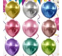 100 Pcs Metallic Balloons, 5 Inch Multicolor Latex Balloons Rainbow Decorative Latex Ballon for Birthday, Baby Shower, Wedding, Fiesta Party Decoration
