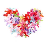 100 PCS Mini Bows for Crafts, Small Satin Ribbon Bows DIY Crafts Tiny Embellishment Craft Artificial, Colorful Hair Clips Fabric Ribbons Accessories