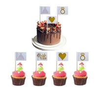 100 Pcs Mini Bride to Be Golden Toothpick Flags Decorations Color Party Theme Heart Ring Dress Toothpick Stick Flags Wedding Engagement Bachelorette Cupcake Toppers Cocktail Food Flags Decorations