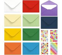 100 Pcs Mini Colored Envelopes, Mini Envelopes, Multi Color Gift Envelope, Small Envelope, with Stickers, for Thanksgiving Wedding Birthday Party Supplies, 10 Colors, 7×10cm