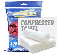 100 Pcs Mini Disposable Face Towel, Hand Wipe, Camping Towel - Portable Compressed Coin Tissue for Travel/Home/Outdoor Activities (Individual Packaging)