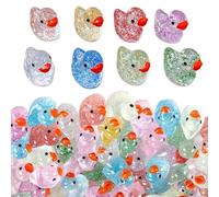 100 Pcs Mini Ducks,Cute Glitter Little Ducks,Tiny Realistic Shape Resin Ducks,Twinkle Small Ducks,Miniature Toy,Colorful Mini Ornament Accessories for DIY Aquarium Home Garden Fish Tank Potted Decor