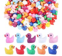 100 Pcs Mini Ducks, Tiny Ducks 10 Colors Resin Ducks to Hide for Miniature Fairy Garden Accessories Micro Landscape Aquarium Ornaments Kit Dollhouse Decor Crafts