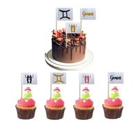 100 Pcs Mini Gemini Toothpick Flags Party Theme 12 Constellation Gemini Toothpick Stick Flags Astrology May June Birthday Cupcake Toppers Cocktail Food Flag Decorations