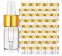 100 Pcs Mini Glass Dropper Bottle Bulk, 3 ml Clear Empty Essential Oil Dropper Bottles, Small Sample Vials Containers with Cap, Refillable Transparent Glass Dropping Bottle for Perfume Cosmetic Liquid