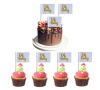 100 Pcs Mini Gold Oh Baby Toothpick Flags Party Theme Baby Shower Toothpick Stick Flags Baby Cupcake Toppers Cocktail Food Flags Decorations