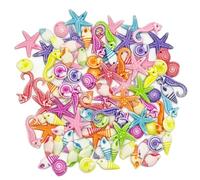 100 PCS Mini Marine Life Accessories Sea Shells Starfish Conch Shell Seahorse Shells for Crafts Colorful Small Marine Life for Bracelets Necklaces Jewelry Making DIY Craft