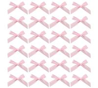 100 Pcs Mini Pink Satin Bows, Tiny Pre-Made Ribbon Bows for DIY Wrapping, Cake Pops, Treat Bags, Wedding Favors, Christmas Decor