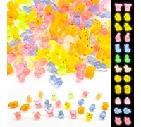 100 Pcs Mini Resin Animals, 10 Styles Lovely Mini Animals Mixed, Vibrant Mini Resin Ducks Dogs Rabbits Dinosaurs Glow in The Dark, Tiny Toy Animal for Garden Landscape Dollhouse Aquarium Decor
