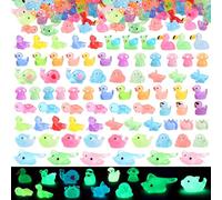 100 Pcs Mini Resin Animals Mini Figures to Hide Tiny Resin Animals Glow in The Dark for Dollhouse Decor for Micro Landscape Aquarium Party Deor
