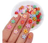 100 Pcs Mini Resin Daisy Flowers Dollhouse Mini Things Miniature Flowers for Crafts Tiny Things for Fairy Garden Dollhouse Micro Landscaping Terrarium Decoration
