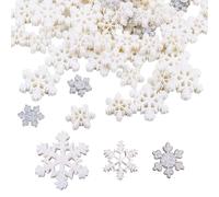100 Pcs Mini Snowflake Decorations, Snowflake Christmas Ornaments Glitter Resin Snowflakes Christmas Snowflake Craft for DIY Craft Christmas Tree Winter Party Table Decoration