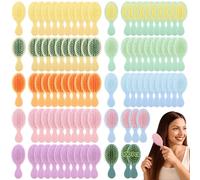 100 Pcs Mini Wet Hair Brushes, Travel Detangling Hairbrushes, Soft Cushion Tangle-less Hair Combs for Dry & Wet Hair, Compact for Little Ones and Adults, 10 Colors, Ideal for Home, Travel