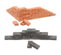 100 PCS Miniature Brick, 1: 16 Mini Red and Grey Wall Bricks Model Clay Brick Set, Diorama Landscaping Accessories