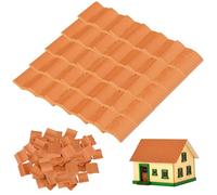 100 PCS Miniature Red Clay Roof Tiles 2 x 1.7cm, Mini Dollhouse Shingles, Small Craft Roof Shingles, Model House Building Supplies for DIY Projects, Fairy Garden Diorama Micro Landscape Accessories