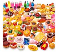 100 PCS Miniature Resin Toy Set, Randomly Mix 50 Bottles+50 Food Toys, Toy Kitchen Accessories, Mini Brands Food, Make It Mini Food, Mixed Mini Brands Collection for Creative Play
