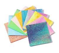 100 PCS Mixed Shining Color Stationery Supplies Square Folding Papers DIY Accessories Glittering Origami Paper Scrapbooking Decoration for Kids(15cmx15cm)