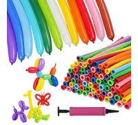 100 PCS Modelling Balloons with Hand Pump, Balloons Long Latex Twisting Balloons for Animal Shapes, Long Balloons for Tying Party Decorations,Balloon Modelling Kit