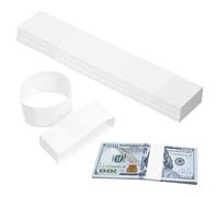 100 Pcs Money Bands for Notes UK, Blank White Elastic Bands for Money, Self Adhesive Currency Straps, 205 x 39mm Bill Wrappers, Banknote Paper Cash Band Strap Wrappers for Wraps Organizing