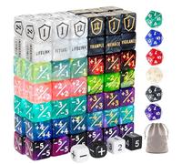 100 PCS MTG Dice Set - Ability Keyword Counters, +1/-1 Life Counter Shield Shaped Dice, D20 Number Dice, Buff Tokens, with 3 Velvet Bags for Storage