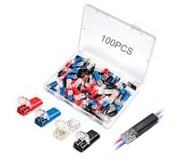100 Pcs Multi Color 2 Pin Plug-in Quick Connect Wire Connectors, Double Wire No Stripping Locking Buckle Low Voltage Terminals, 18-22 AWG for LED Lights Automotive Home DIY Wiring