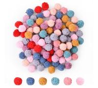 100 PCS Multicolor Bulk Pom Poms, 2cm Soft and Fluffy, Assorted Sizes, for Arts and Craft Making Decorations