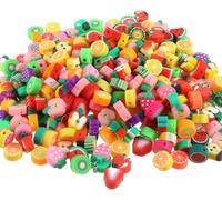 100 Pcs Multicolor Fruit Flat Round Clay Beads Alphabet Letter Beads Fruit Bracelet Beads Daisy Flower Charms Loose Spacer Beads Jewelry Making Beads Fruit Beading and Jewellery-Making