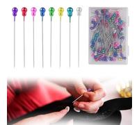100 Pcs Multicolor Pearlized Head Pins - 2 Inch Straight Pins for Fabric, Quilting, Crafts, Dressmaker, Jewelry, DIY Decoration, Corsage, Sewing Project, Hijab Pins
