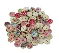 100 Pcs Multicolored Heart Shaped 2 Holes Wooden Fasteners Buttons Sewing and Mending Accessories DIY Buttons Size 15mm.
