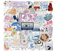100 PCS Music Stickers, Waterproof Laptop Stickers Aesthetic Pop Singer Decal for Music Lovers, Reusable Vinyl Stickers Scrapbooking Stickers for Phone Skateboard Luggage Car Decals, Style C