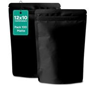 100 Pcs Mylar bags 3.5g Mylar Storage Bags, Aluminum Ziplock Smell Proof Pouches 12 Cm X 10 Cm 3.5g Heat Seal Baggies for Electronics Smack, Candy Cookies Stand up Pouches (Black)
