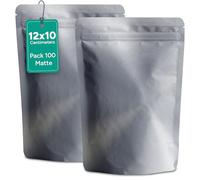 100 Pcs Mylar bags 3.5g Mylar Storage Bags, Aluminum Ziplock Smell Proof Pouches 12 Cm X 10 Cm 3.5g Heat Seal Baggies for Electronics Smack, Candy Cookies Stand up Pouches (Grey - Silver)
