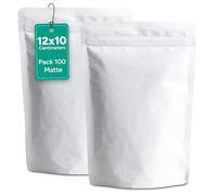 100 Pcs Mylar bags 3.5g Mylar Storage Bags, Aluminum Ziplock Smell Proof Pouches 12 Cm X 10 Cm 3.5g Heat Seal Baggies for Electronics Smack, Candy Cookies Stand up Pouches (White)