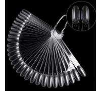 100 Pcs Nail Colour Display Tips, Clear Nail Swatch Sticks, Practice Nails, Nail Swatch, Salon Nail Samples Sticks for Gel Polish, Practice, Tips & Designs (Round Shape)