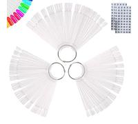100 Pcs Nail Colour Display Tips, Clear Nail Swatch Sticks with Ring and Numbered Tips, Practice Nails, Nail Swatch, Salon Nail Samples Sticks for Gel Polish, Practice, Tips & Designs