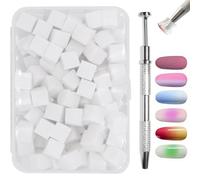 100 PCS Nail Sponges for Ombre Nails Art Tools, Nail Sponge for Gradient Nails Salon, Nail-Art Sponge Brush with 1 Metal Grabber, Perfect for DIY Manicures & Salon Professionals