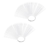 100 PCS Nail Swatch Sticks, Clear Fake Nail Swatches Fan-shaped Nails Display Sticks, Transparent Art Tips Color Sticks with Metal Ring for Salon and Beginners