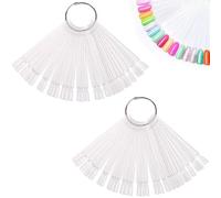 100 Pcs Nail Swatch Sticks, Clear Nail Display Fan with Ring Holder, Nail Polish Practices Sticks, Nail Art Display For Gel Polish Colors, Practice, Tips & Designs