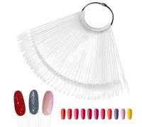 100 PCS Nail Swatch Sticks, Clear Nail Swatches Nails Display Tips with Metal Ring Nails Samples Sticks Art Display for Polish Practice